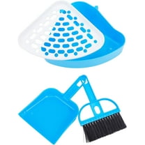 1 Set Toilet for Rabbit Bunny Litter Box Sets with Triangle Potty Trainer Corner Litter Box and Mini Broom Brush and Dustpan for Guinea Pig Ferret Chinchillas Rabbits Blue