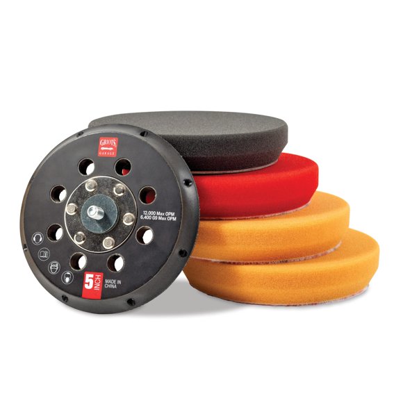 Kit de conversión orbital Griot's Garage con pads de pulido de 5"