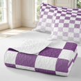 thumbnail image 4 of Manfei Modern Plaid Quilt Full,Contemporary Checkered Full Bedspread Sets,Purple,3 Pieces,1 Coverlet and 2 Pillowcases, 4 of 7