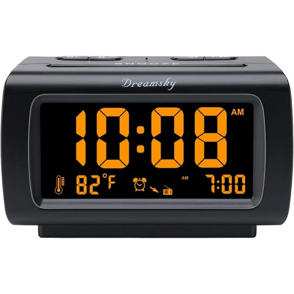 Alarm Clock Radios for Bedrooms with Battery Backup, Large Big Numbers with Brightness Dimmer, USB Port, Bedside Digital FM Radio with Sleep Timer, Temperature, Adjustable Volume, Snooze