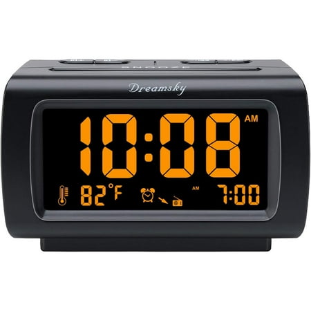 Alarm Clock Radios for Bedrooms with Battery Backup, Large Big Numbers with Brightness Dimmer, USB Port, Bedside Digital FM Radio with Sleep Timer, Temperature, Adjustable Volume, Snooze
