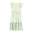 thumbnail image 4 of NaWent Maxi Dress for Girls Short Sleeve Casual Long Flower Print Dresses with Pockets 6-12 Years Green 8 Years, 4 of 5