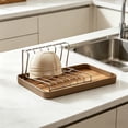 thumbnail image 4 of Kitchen Countertop Dish Drying Rack with Drip Tray, Brown Plastic Bowl & Utensil Organizer, Divided Storage, 30 x 19 x 11 cm, 4 of 6