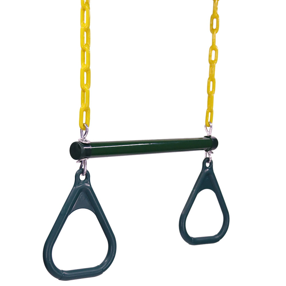Outdoor Heavy Duty Gym Ring 18" Trapeze Bar Combo Swing Accessory for Play Set 