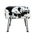 thumbnail image 5 of Home Soft Things Faux Fur Ottoman - Cows Flowers - Black Leg - 17x17x17", 5 of 6