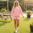 thumbnail image 5 of Womens Polka Dot 2 Piece Outfits Casual Oversized Long Sleeve Sweatshirts Shorts Set Tracksuits Sweatsuits S, 5 of 7