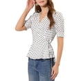 thumbnail image 4 of INSPIRE CHIC Hauts à Pois pour Femmes, Taille Nouée, Ourlet à Volants, Col en V, Cache-Cœur, 4 of 7