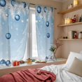 thumbnail image 4 of Blue Ombre Christmas Tree Sheer Curtains 72 Inches Long, Xmas Balls Pine Needles Snowflake Light Filtering Window Curtains for Living Room, Rod Pocket Voile Sheer Curtain Drapes, 52"Wx72"L, 2 Panels, 4 of 9