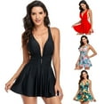 thumbnail image 5 of WGR Women One-Piece Bathing Deep V-Neck Suit Tummy Control Swim Dress Swimwear Slimming Skirt, 5 of 5