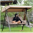 thumbnail image 4 of Toldo para asiento de columpio de jardín, dosel de repuesto para asiento de columpio, funda para silla de hamaca, tela de poliéster impermeable anti UV 191*120*20cm Beige, 4 of 4
