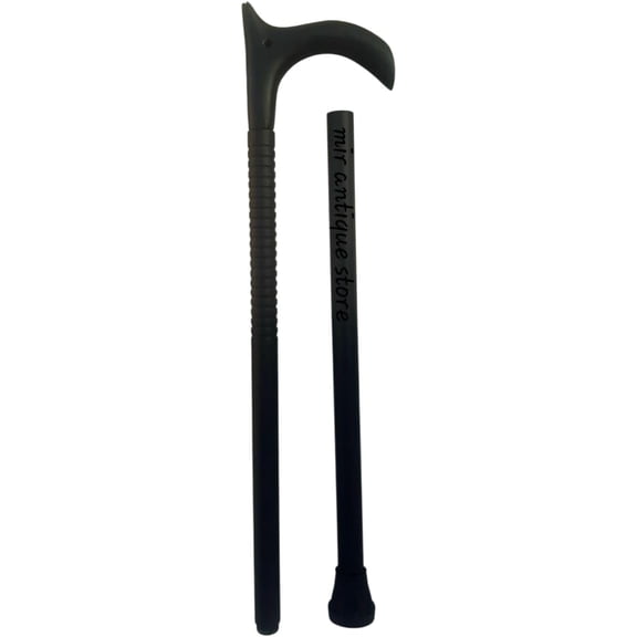 37 Inch Solid Aluminum Tactical Walking Cane Stick, Heavy Duty Walking Stick with V-Curved Ergonomic Handle, Strong & Safe Mobility Support Cane for Men & Women