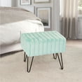 thumbnail image 6 of Home Soft Things Super Soft Faux-Fur Upholstered Stool Ottoman, Bleach Aqua, 19"x13"x17", 6 of 8