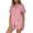 Pink, variant on QSAWXQZ Women's 2pc Pajama Set Short Sleeve Collar Button Down Shirt Ruffle Shorts Sleepwear S