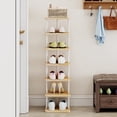 7 Tier-Single Row White+sonoma Oak Shoe Rack, Vertical Slim Free ...