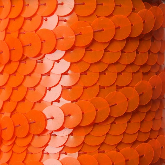 Blaze Orange Sequin Trim 10mm Center Stitched Transparent Fluorescent Made in USA