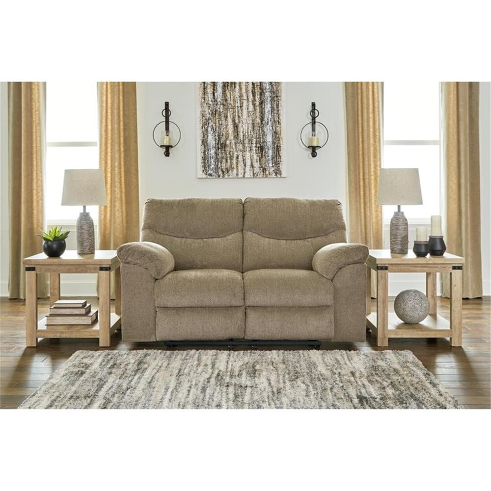Bowery Hill Contemporary Fabric Reclining Loveseat in Light Brown