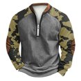 thumbnail image 2 of Men's Fall Winter Polo Half Zip Sweatshirt, Light Printed Camouflage Pullover for Casual Style, Daily Errands and Seasonal Layering,Army Green,L, 2 of 4