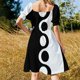 thumbnail image 5 of Vestido de manga corta en blanco y negro, elegante, para mujer, tendencia de ropa de mujer , elegante, para cumpleaños, 5 of 7