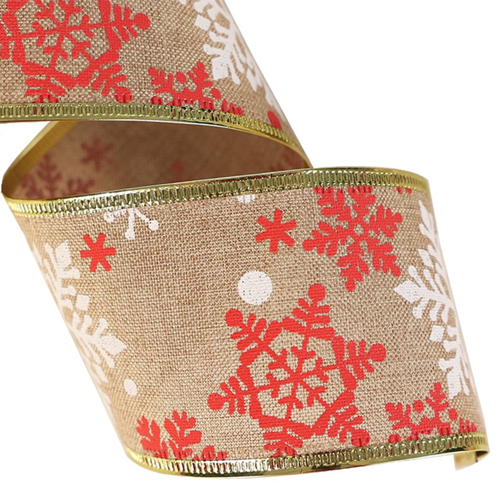 YLLSF Imitation linen Christmas ribbon Roll, 6m Gold and silver ribbon for Decoration