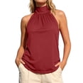 thumbnail image 3 of TrendOFT Halter Tank Top for Women Summer High Neck Tie Strap Camisole Tops Solid Sleeveless Dressy Casual Blouse XXXL, 3 of 7