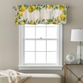 thumbnail image 3 of Summer Lemon Valance Curtain Vintage White Floral Flower Farm Retro Linen Texture Window Valances Rod Pocket Short Curtains Window Treatments for Kitchen Bedroom Bathroom Laundry 42" x 12", 3 of 9