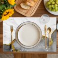 thumbnail image 4 of Gray Gold Marble Placemats Set of 8, Modern Abstract Marble Crack Texture Placemats for Dining Table, Place Mats for Kitchen Tabletop, Waterproof Wipeable Dining Table Mats Set, 4 of 9