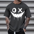 thumbnail image 2 of Dagegui Men's Smile Face Graphic T-Shirt Soft Comfy Crewneck Short Sleeve Casual Tee Summer Loose Fit Shirts Streetwear Tops Dark Gray S, 2 of 4