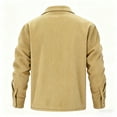 thumbnail image 4 of LNZGNM Fleece Jacket Men Big and Tall Sherpa Lined Flannel Jackets Coat Thick Thermal Lapel Collar Shirt Jackets Single-Breasted Winter Outwear with Pockets, Khaki XL, 4 of 4