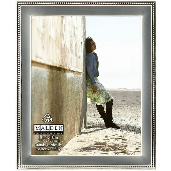 2-tone Silver frame with Caviar Bead Trim by Malden - 8x10