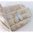 thumbnail image 4 of Sterling Silver Opalite Simulated Opal Earrings Faceted Long Cut Teardrops White Rainbow Iridescent Designed for Adult Women, 4 of 5