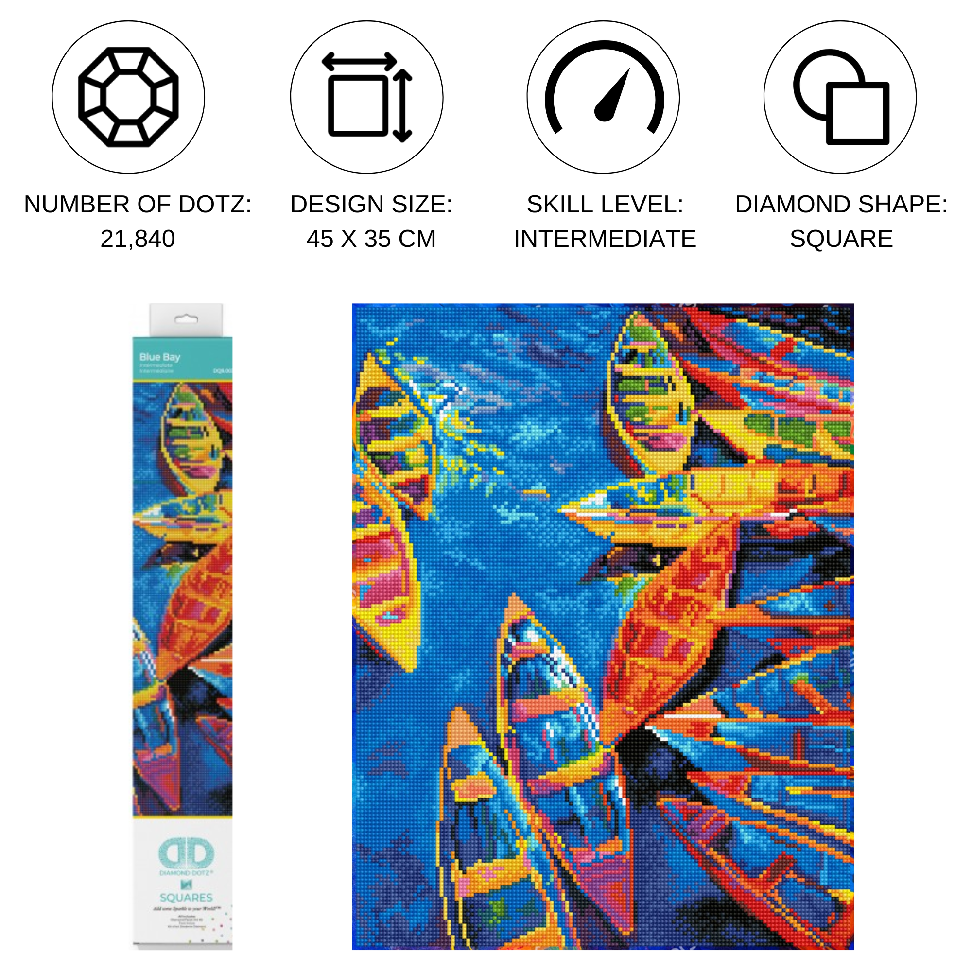 Diamond Dotz Blue Bay Boat Diamond Painting Kits for Adults - Diamond Art Kits a Relaxing Creative Craft Kit with Dotz Gems 17.7"x13.8"