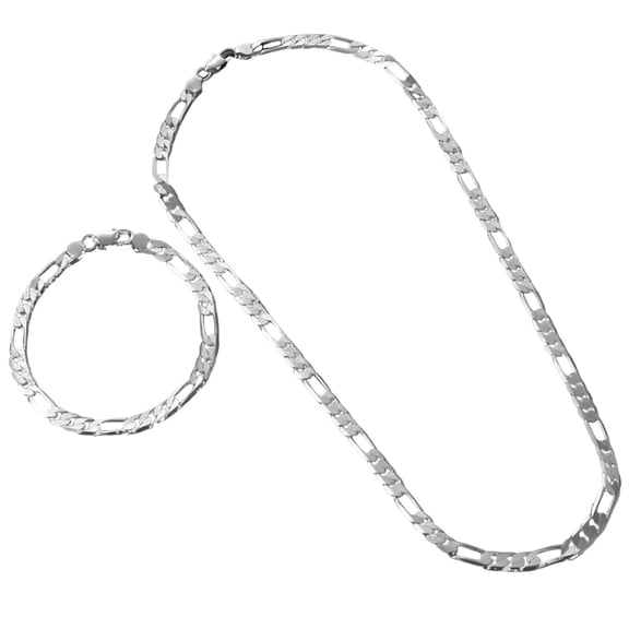 Miommo 925 Sterling Silver 4mm Chain Set Bracelet & Necklace Jewelry For Men And Women-40Cm and 20Cm