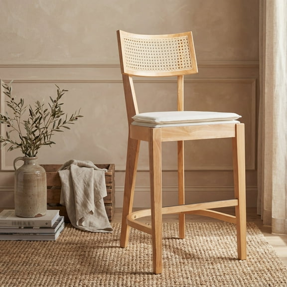 SAFAVIEH Galway Modern Style Cane Counter Stool, Natural (18.5 in. W x 20.6 in. D x 42.7 in. H)