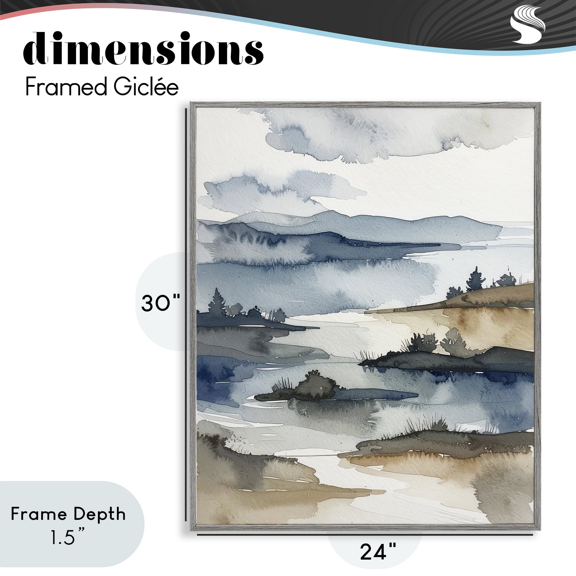 Stupell Industries The Flow Of Water Gray Framed Giclee Art, design by Alonza Saunders