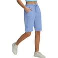 thumbnail image 2 of XUNKUSGA Womens Capri Pants High Waisted Wide Leg Knee Length Hiking Shorts Lightweight Breathable Capri Pants for Business Casual Beach Travel,Blue,XL, 2 of 6