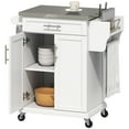 thumbnail image 1 of HOMCOM Kitchen Island, Rolling Kitchen Cart with Stainless Steel Top, White, 1 of 10