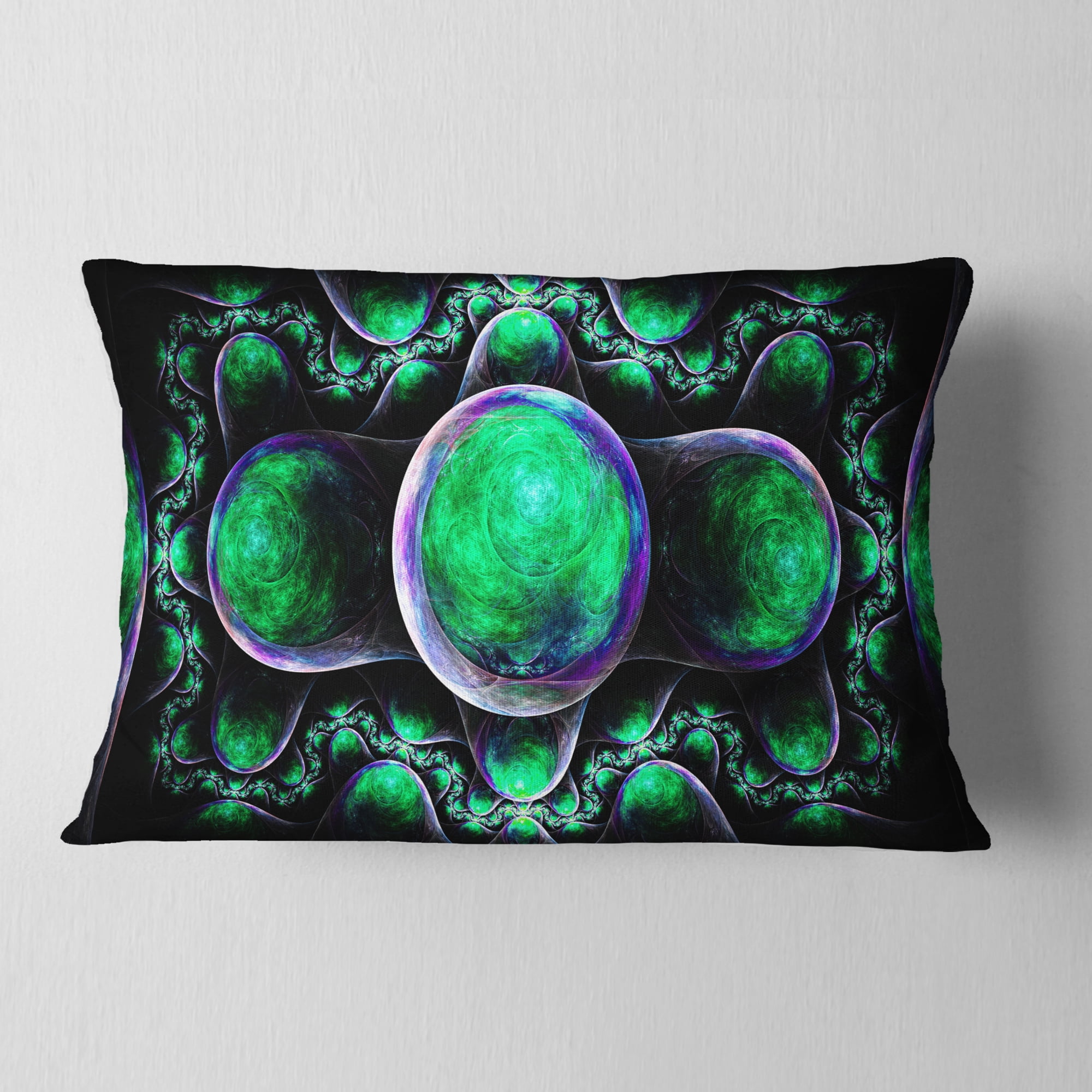 Designart Green Exotic Fractal Pattern - Abstract Throw Pillow - 12x20