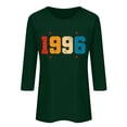 thumbnail image 4 of Vintage T Shirts For Women Crew Neck 3/4 Sleeve Print Pullover Tops Casual Stylish Comfy 1996 Graphic Tees (M, Green), 4 of 4