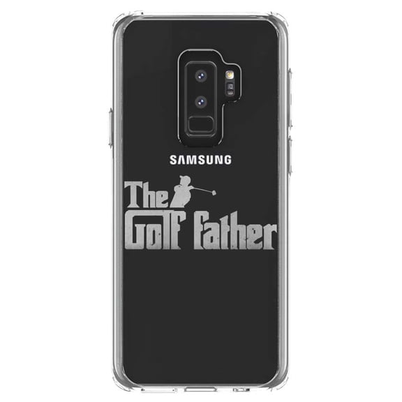 DistinctInk Clear Shockproof Hybrid Case for Samsung Galaxy S9  PLUS (6.2" Screen) - TPU Bumper Acrylic Back Tempered Glass Screen Protector - The Golf Father