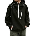 thumbnail image 3 of Liuinsasek Women's Mid-High Collar Hooded Windbreaker Fashion Solid Color Long-Sleeve Jacket with Drawstring and Pockets Casual Outdoor Outerwear Lightweight and Warm, 3 of 8