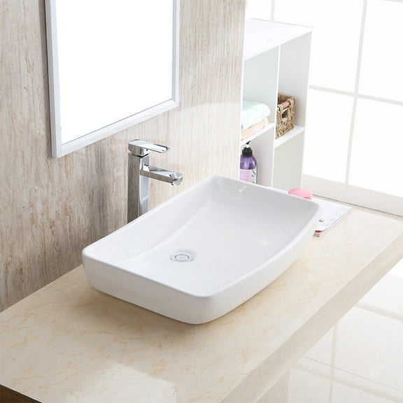 Karran Usa Vc-504 Valera 24" Rectangular Vitreous China Vessel Bathroom Sink - White