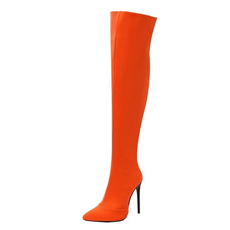 

Fanxing Boots Clearance 2023 Women s Thigh High Boot Over The Knee Heels Long Sexy Pointed Toe Boots Stiletto High Heels Fall Leather Zipper Booties Dress Shoes