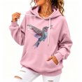 thumbnail image 2 of Domuza Breast Cancer Awareness Hoodie Women Hummingbird Graphic Long Sleeve Pullover Sweatshirt ,in October We Wear Pink with Pocket Shirts Pink XL, 2 of 4