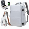 thumbnail image 5 of Multifunctional Travel Backpack, Airline Approved Waterproof Casual Daypack, Carry On 15.6inch Laptop Schoolbag, Backpack With Chest Bag Or Small Bag, 5 of 5