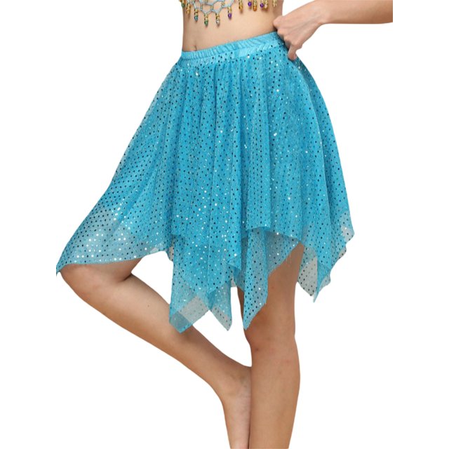 Falda de Baile Latino, Lentejuelas con Purpurina Falda de Baile Tango Pañuelo de Cadera Irregular Ropa de Baile para Mujer Nituyy Nuevos cinturones de danza
