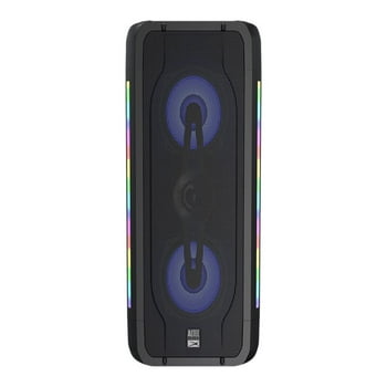 Altec Lansing Shockwave 100 Wireless Party Speaker with Rechargeable Battery, Portable Sound System with Microphone, 7 LED Light Modes and Built in USB  Charger