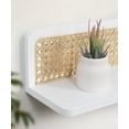 thumbnail image 4 of Sumgar Rattan Wall Shelf 16inch Set of 2, Handmade White Floating Shelves Boho Wall Decor, Rustic Wood Cute Wall Mounted Storage Shelves for Living Room Nursery Bedroom, 4 of 13