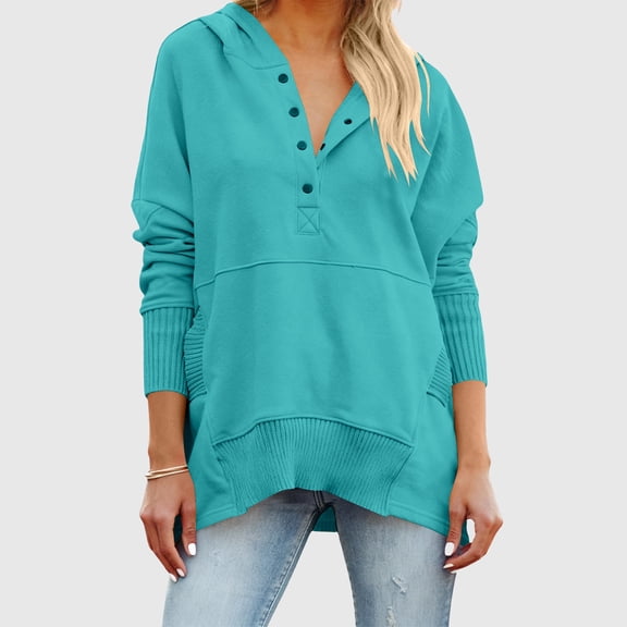 Tawop Pullover Oversized Pulllover Hoodies for Women Fall Fashion Sweatshirts S Hooded Tunic Tops Light Blue