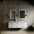 thumbnail image 2 of Castor 60 in W White Double Bath Vanity, Carrara Marble Top, and 28 in Mirrors, 2 of 10