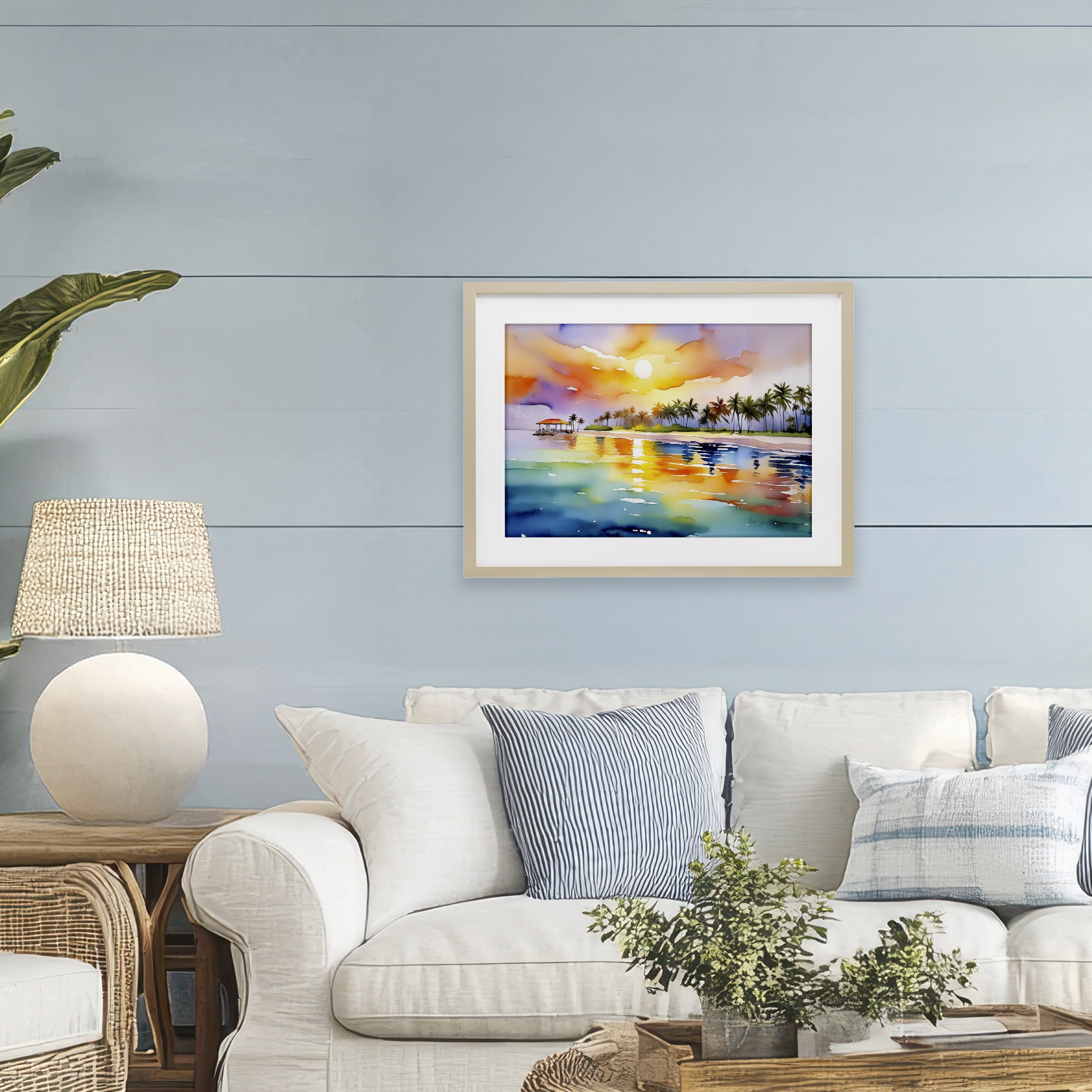 Stupell Industries Caribbean Calm Sunset Birch Framed Print Under Glass, design by Shelly Craig